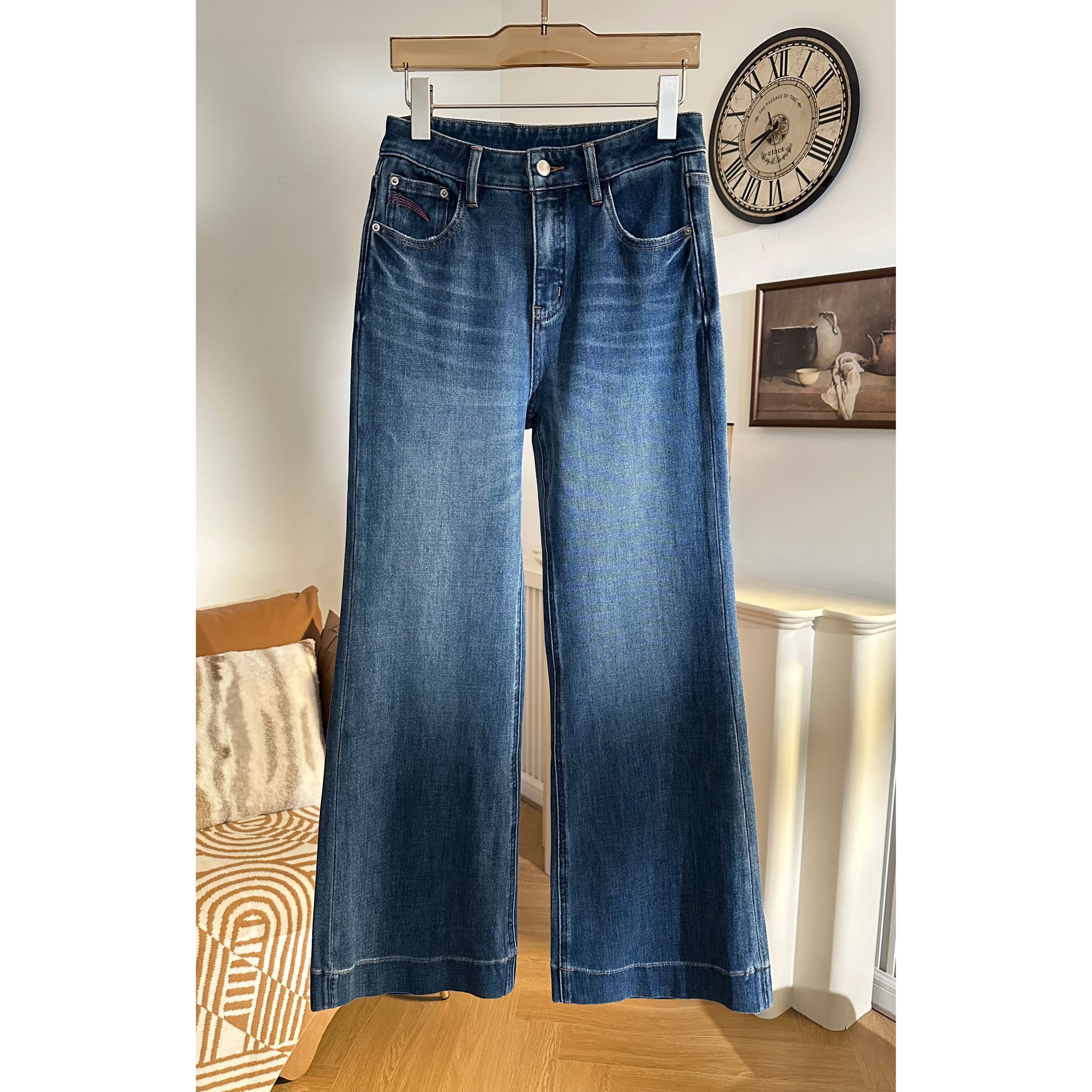 【怀旧牛仔】气质百搭高腰显瘦四面弹长款微喇牛仔裤MF-2104