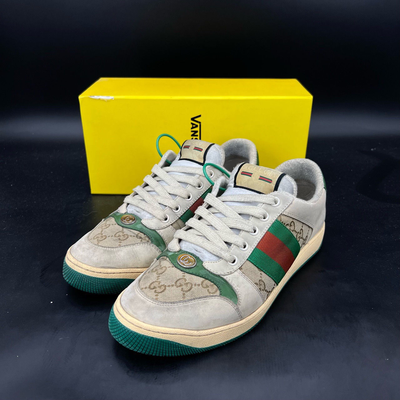 95新 GUCCI/古驰 码数42gucci 脏脏鞋 珐琅绿 原盒配件