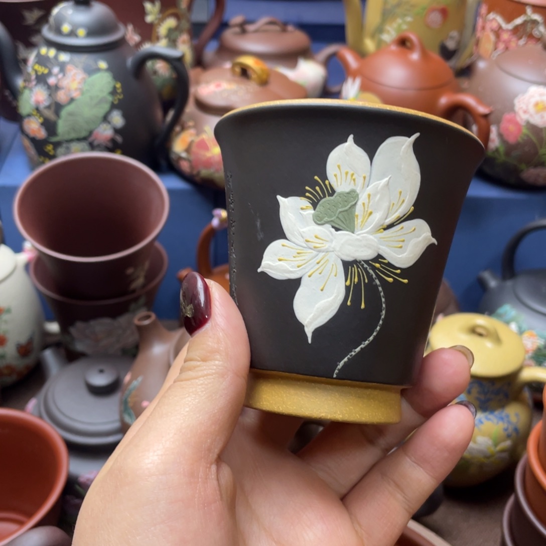 红泥茶杯紫砂主人杯130cc