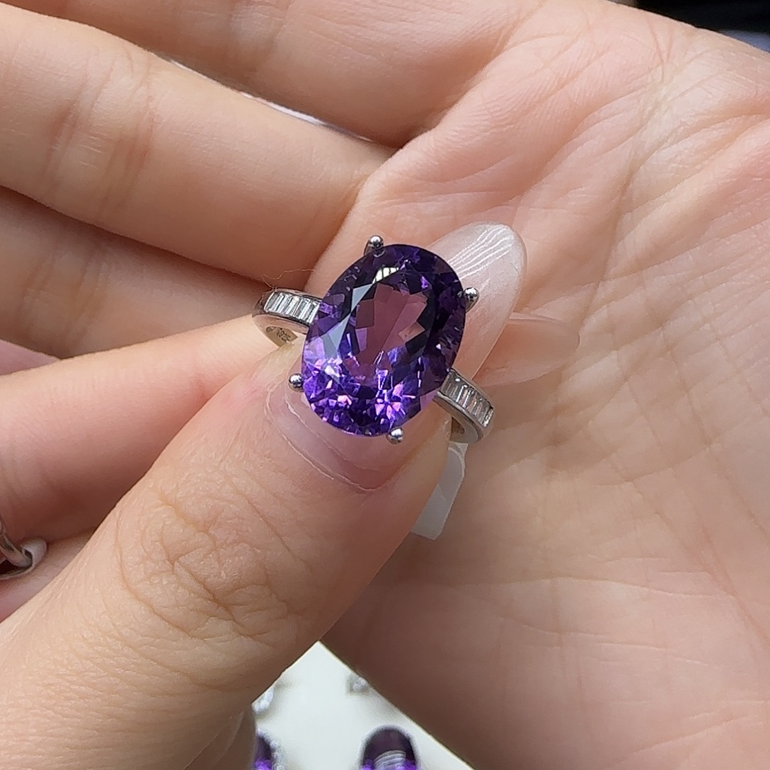 天***涯银S925镶嵌珠宝半成品水晶G 乌拉圭紫水晶