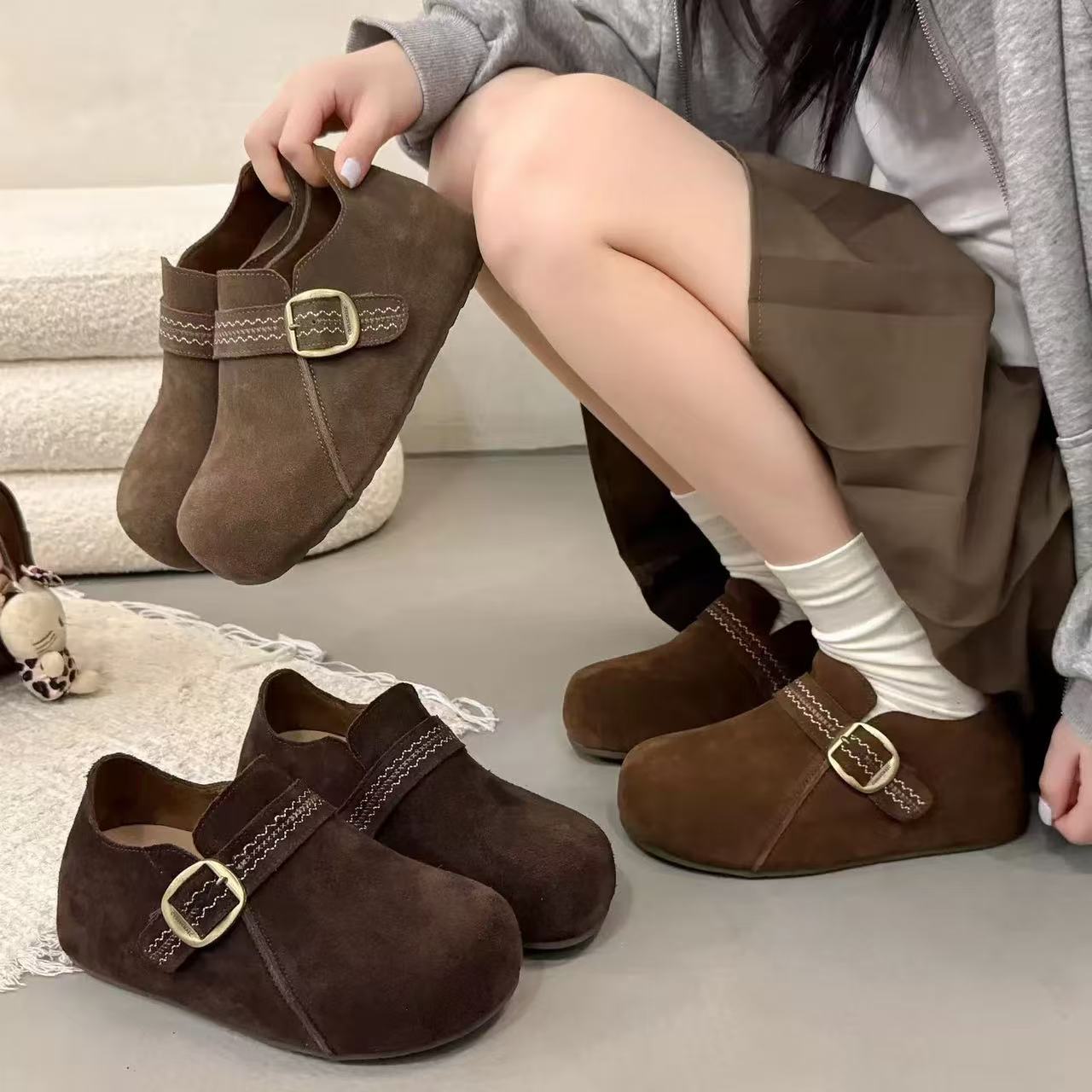 蓉姐专属～单里增高浅口一脚蹬博肯鞋单鞋舒适软底鞋子复古8820-1