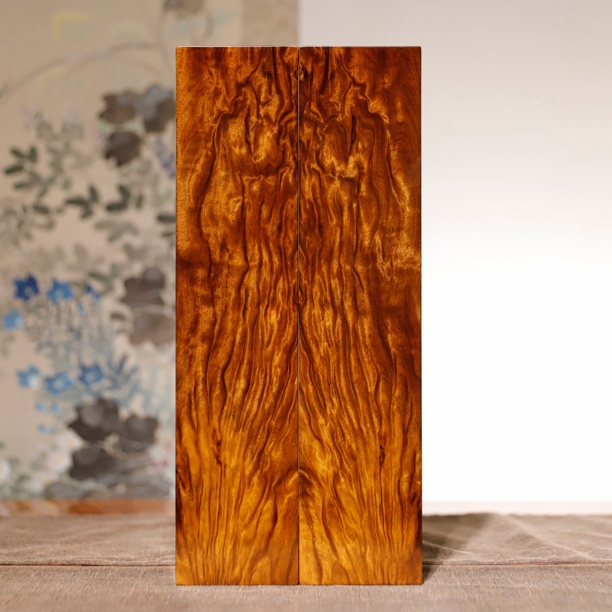 金丝楠木阴沉火焰纹一木对开精品镇尺