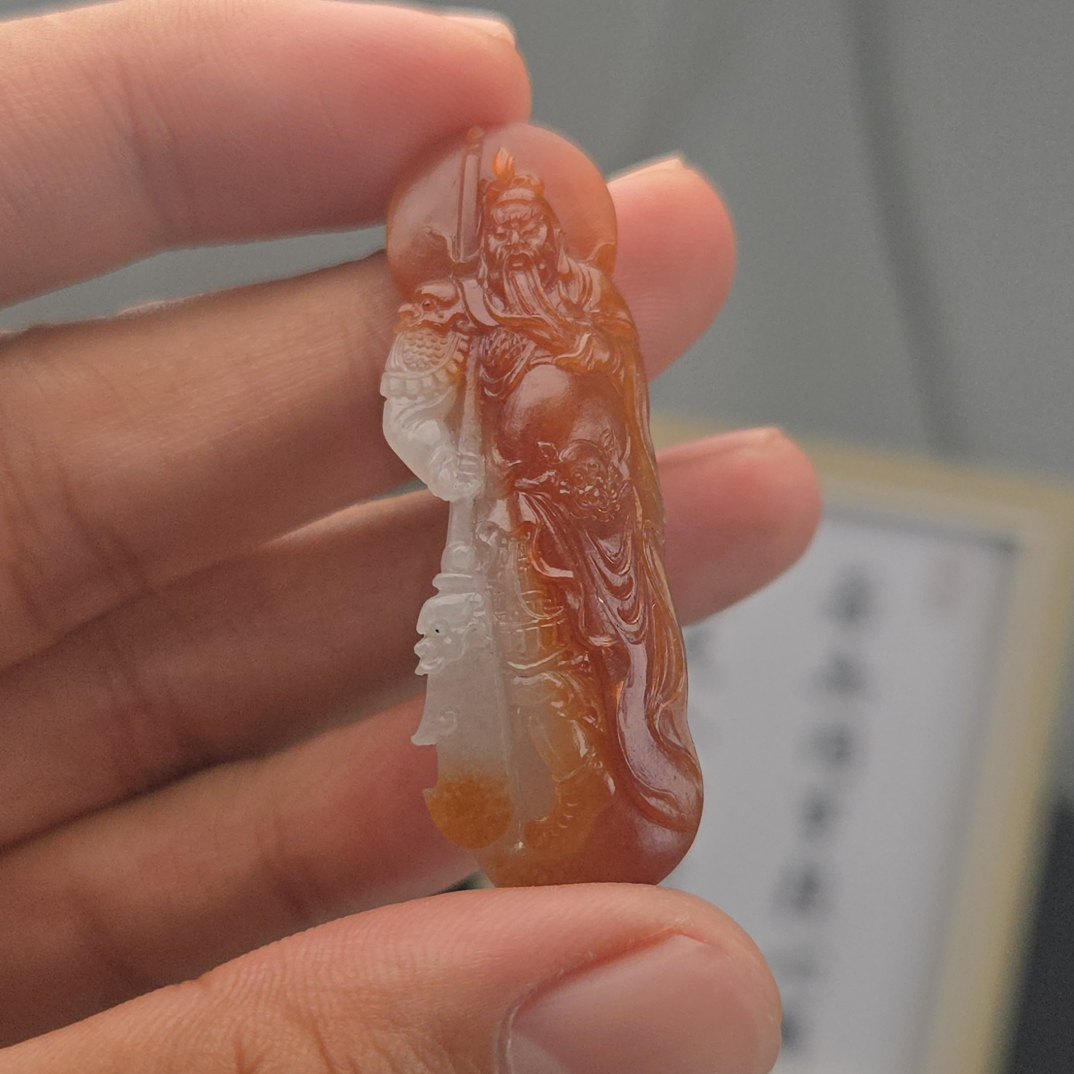 缅甸天然翡翠毛货-关公