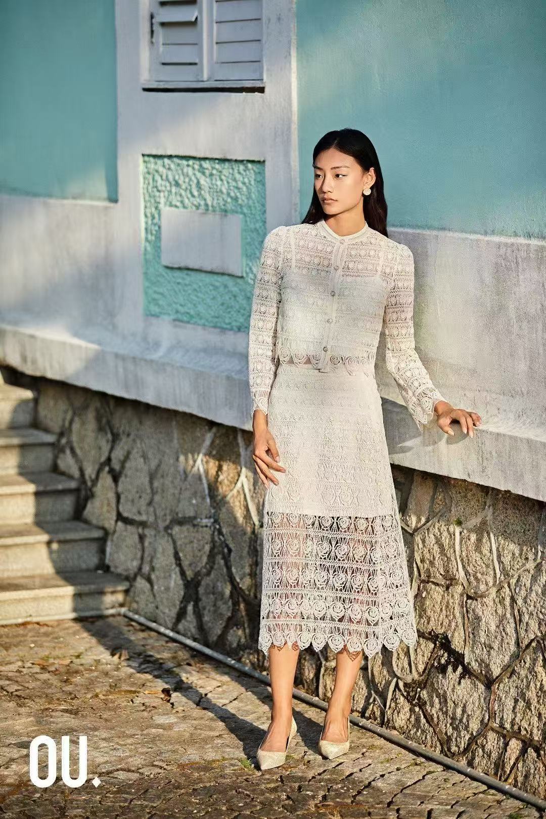 OU.FASHINO半身裙蕾丝气质时尚休闲百搭1112410424             .