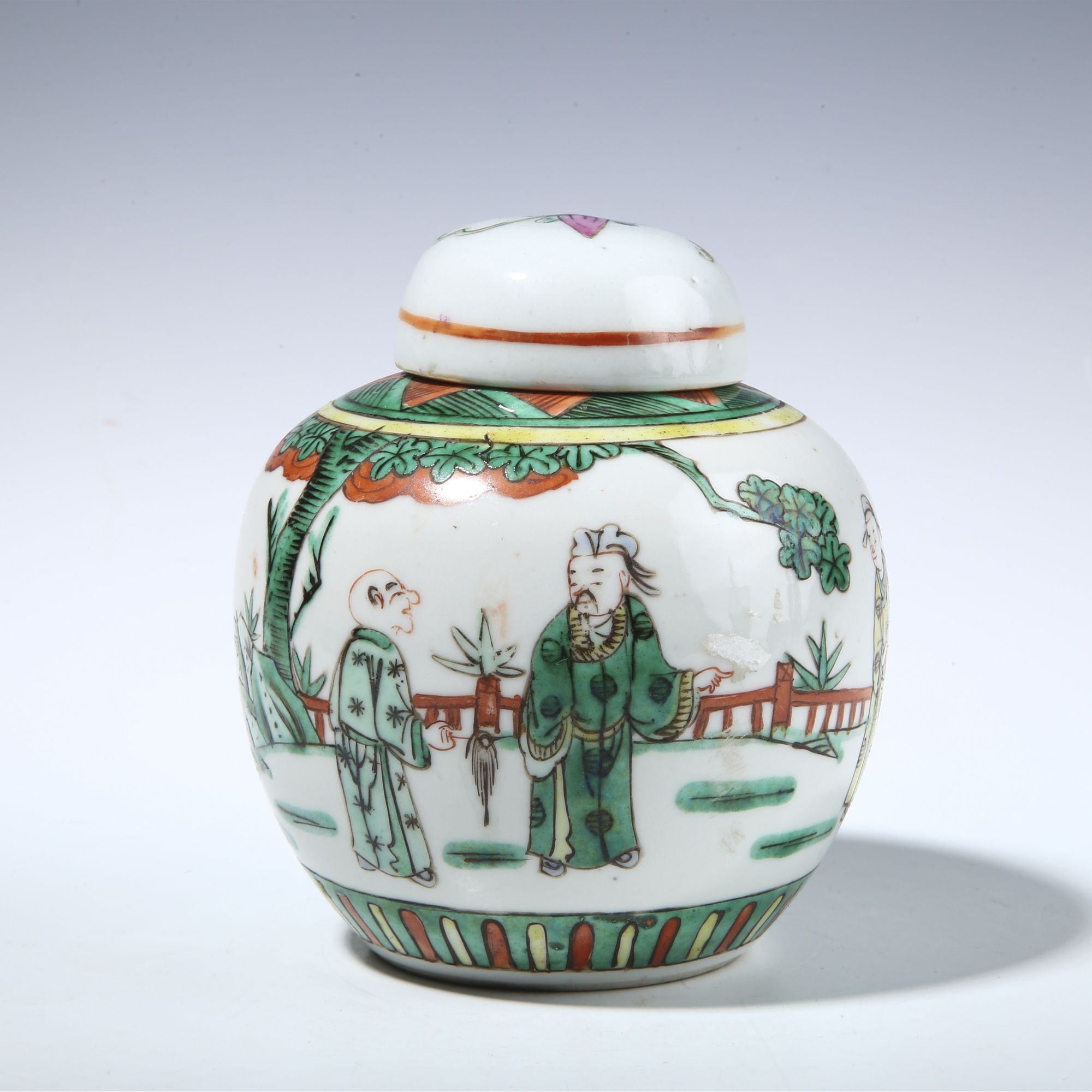 【拍卖-民国】·五彩人物故事纹盖罐