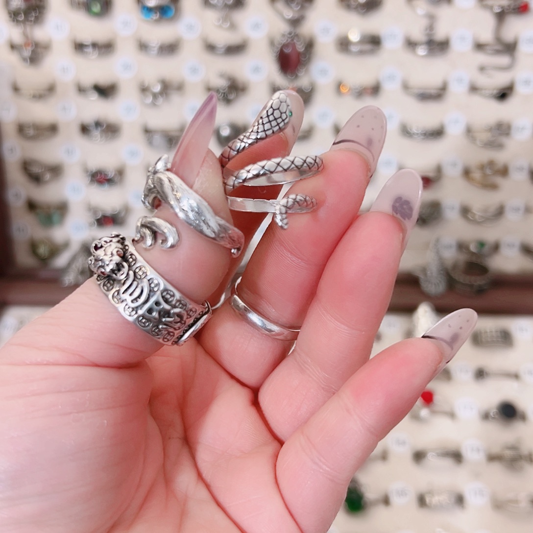 铜合金两圈亮面小蛇戒指