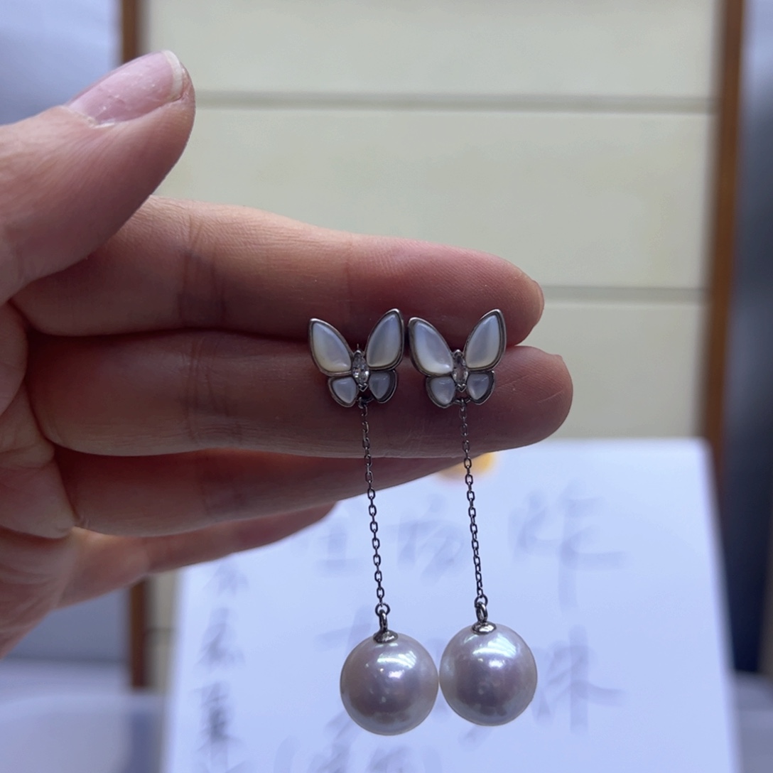 拼合珍珠（马贝珠）耳饰银S925镶嵌