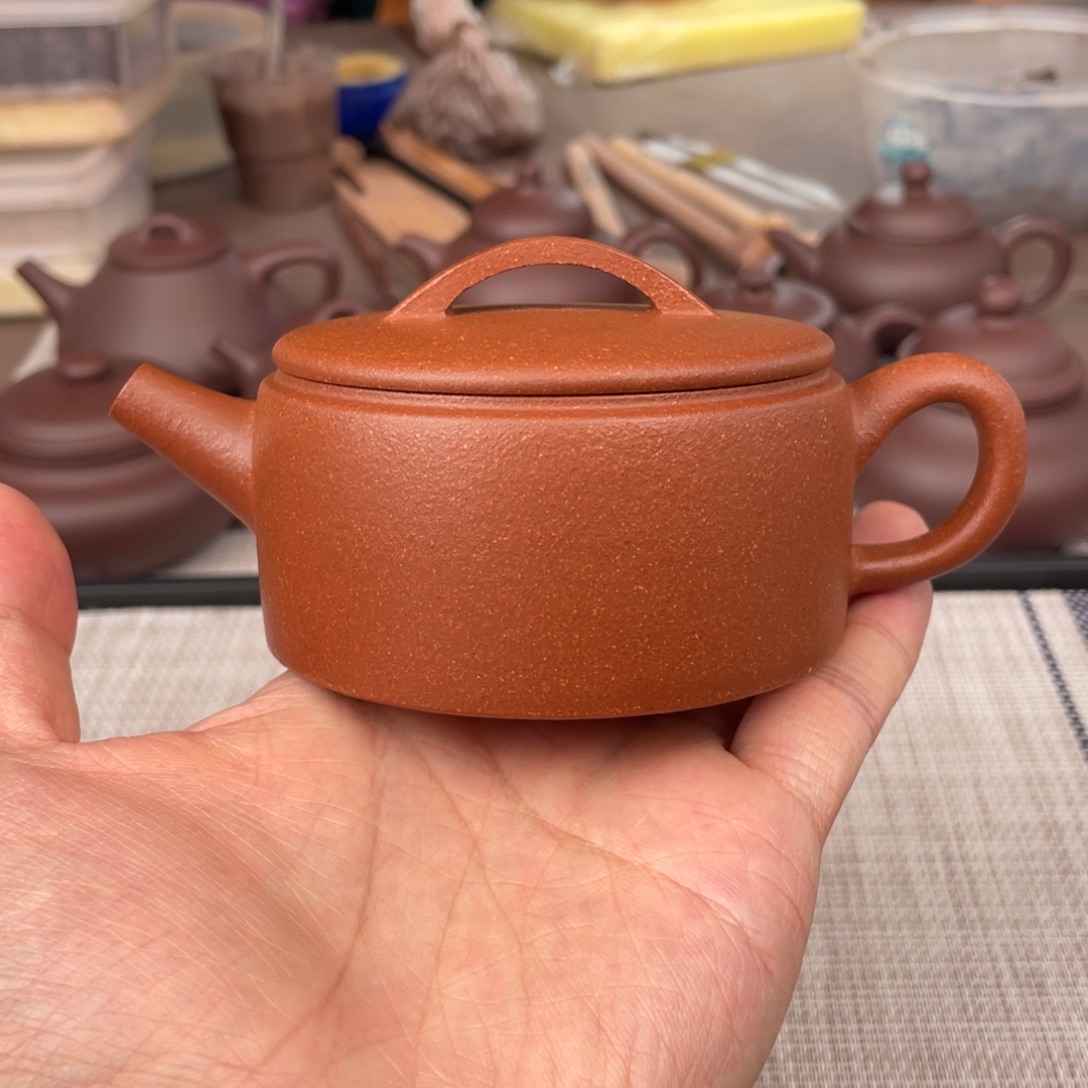 茶壶紫砂半手工红降坡汉瓦壶150cc