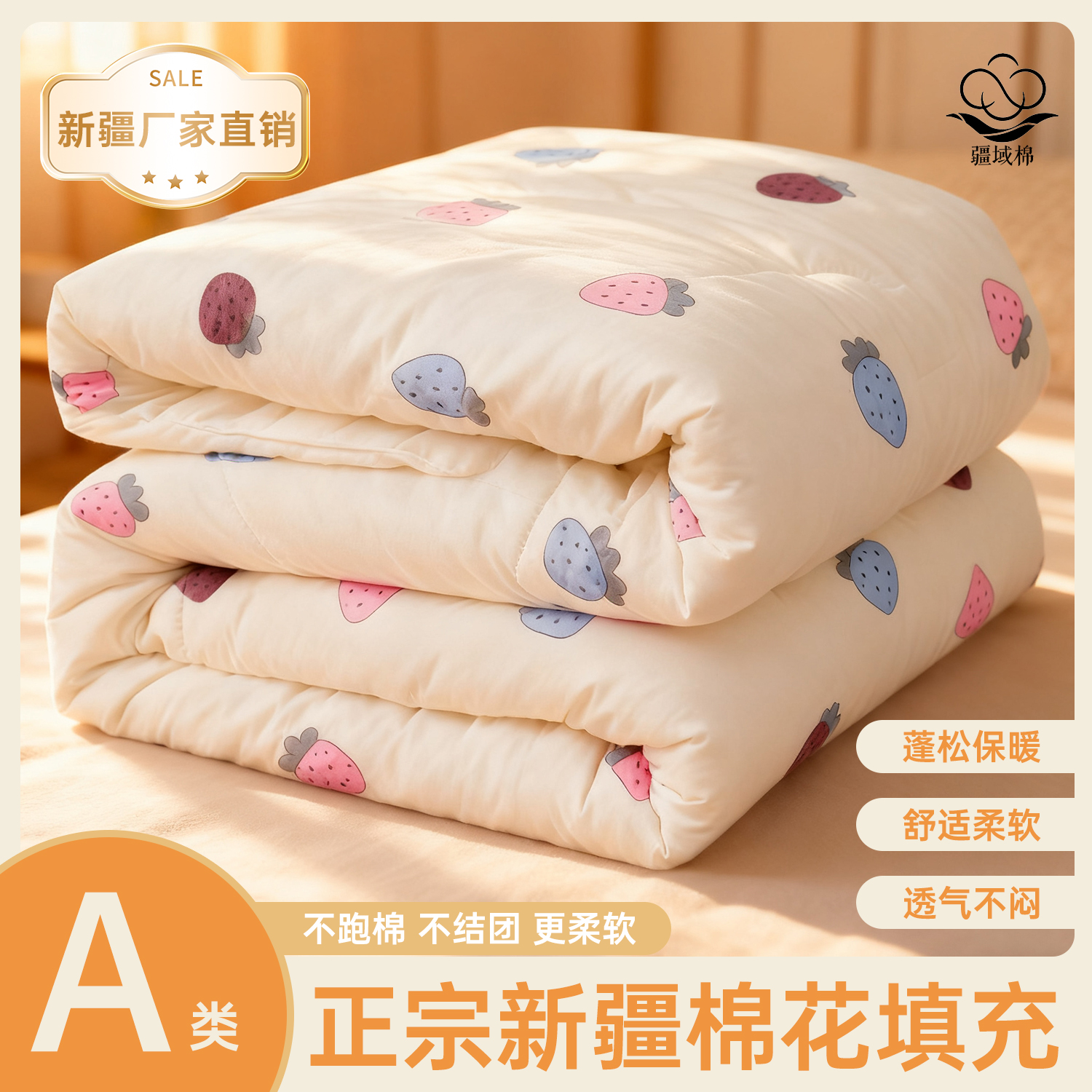 新疆棉花被100%新疆棉宿舍家用春秋单人被棉花被包小花布冬被