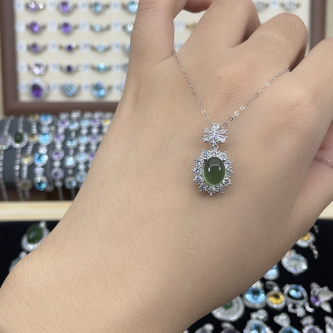 岫玉银S925镶嵌颈饰