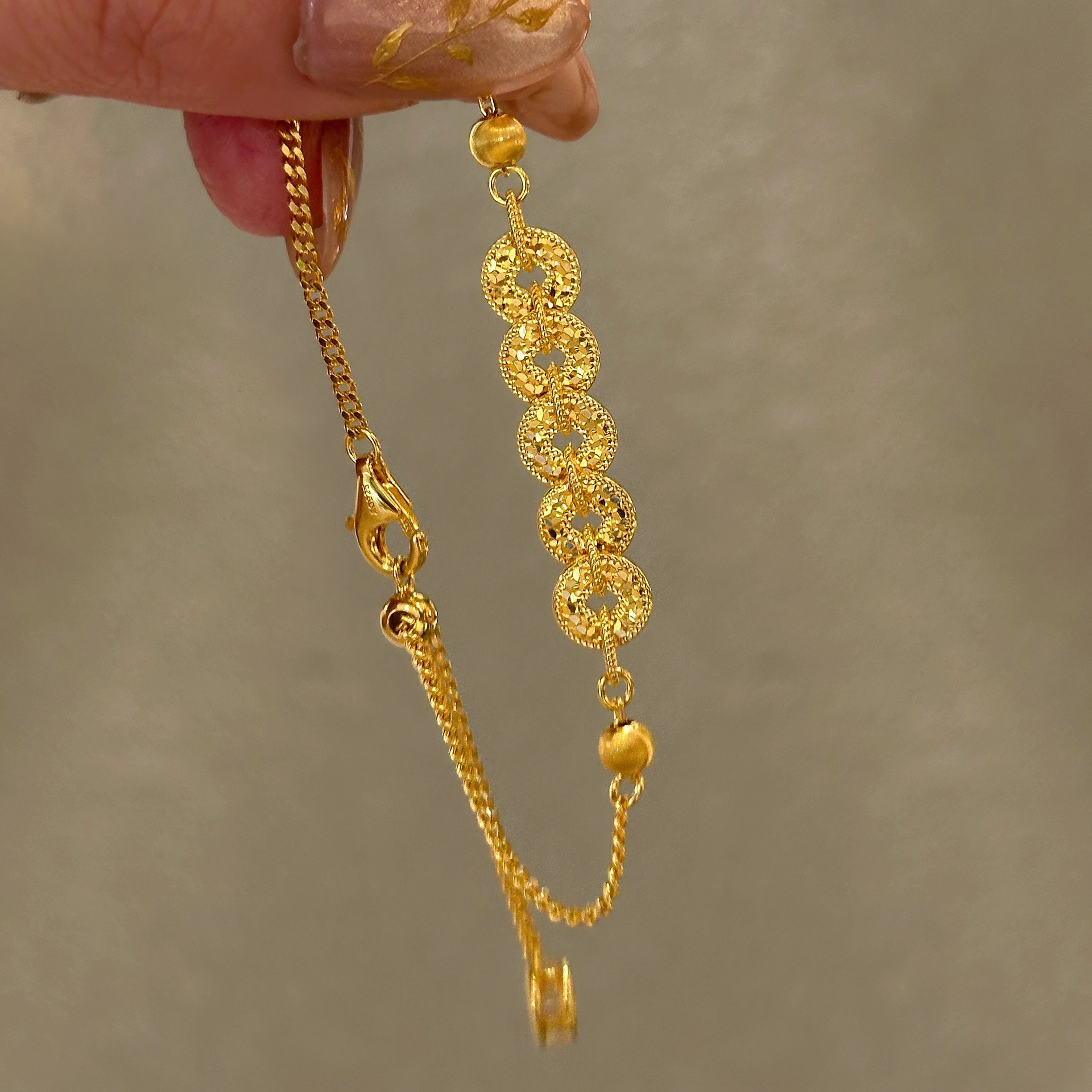 925银手链 女士五帝钱币银手链爆闪手串女精致轻奢小众高级感设计