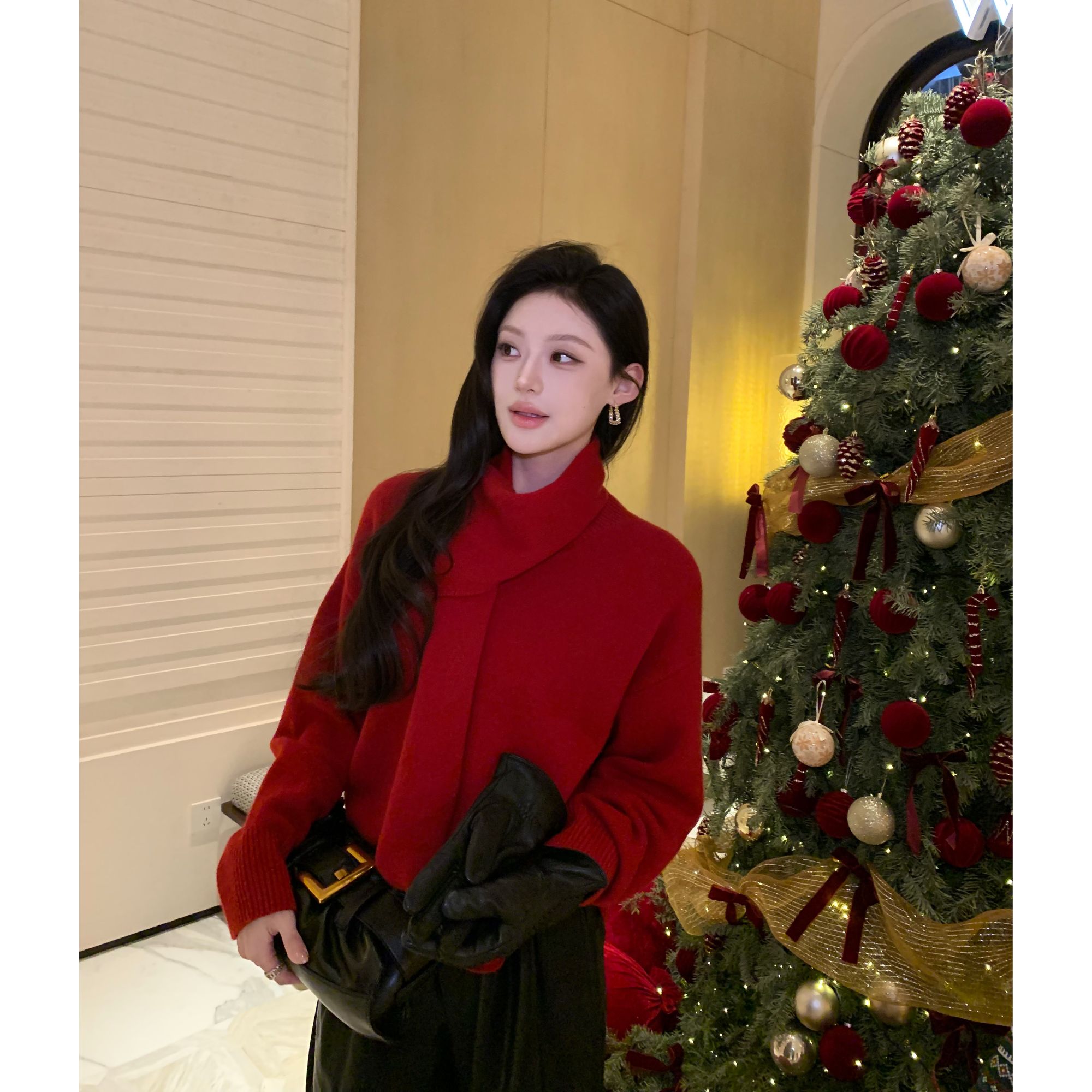 JINY | “明媚入冬"【100羊毛】秋冬氛围感毛巾领毛衣 MAM30240