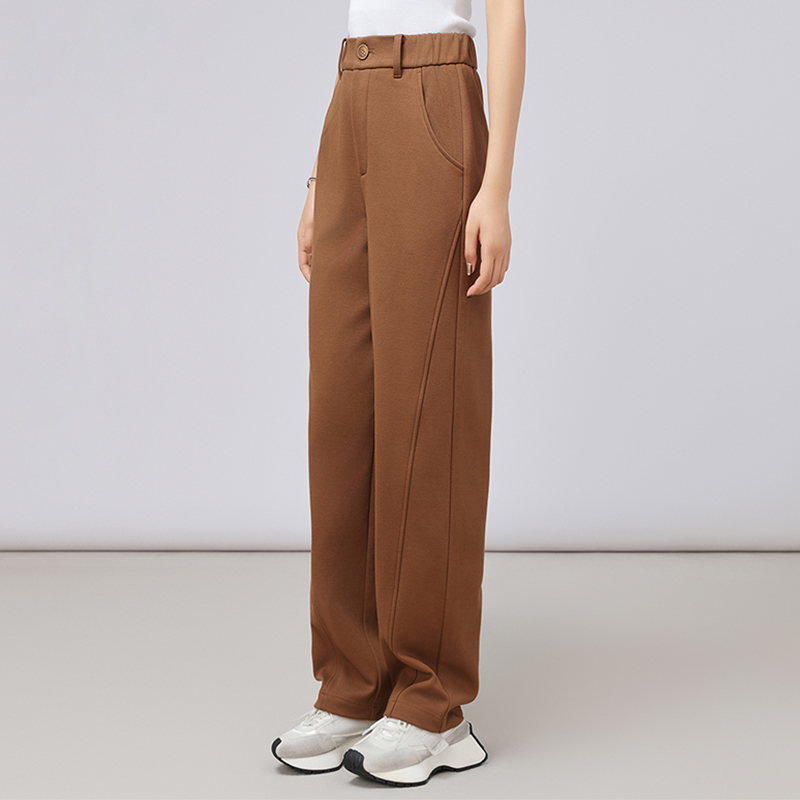 商场同款2025秋冬季新款高腰磨毛加绒直筒长裤女香蕉裤5100529