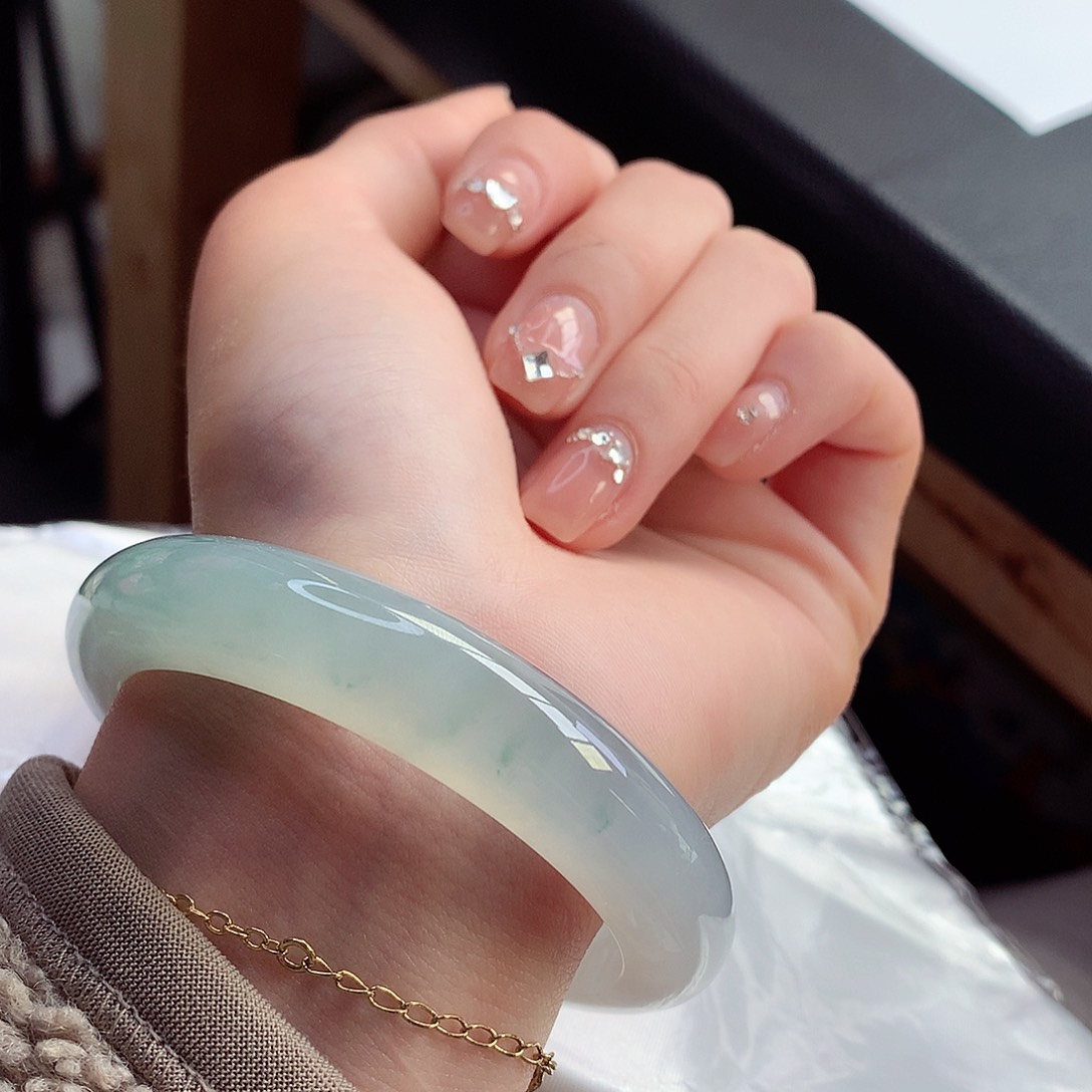 翡翠手镯未镶嵌天然翡翠55-56起荧光无压力