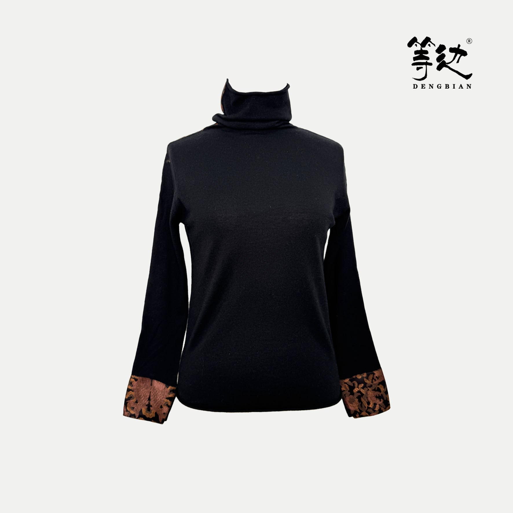 【等边香云纱】宋锦香云纱拼接澳大利亚美丽诺纯羊毛衫DB-S240102-2