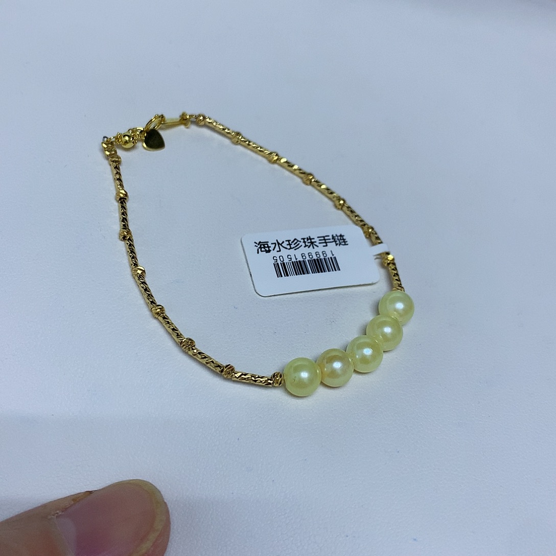 银S925镶嵌海水珍珠手链6-7