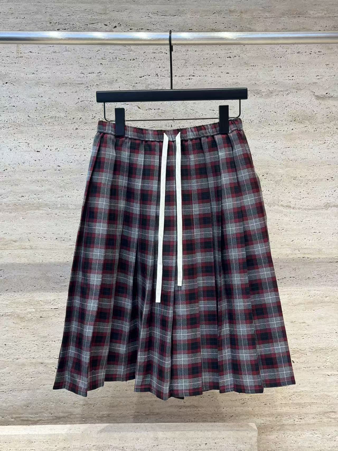 【Xenia】百褶裙半身中长裙格纹女款英伦风A字裙学院风