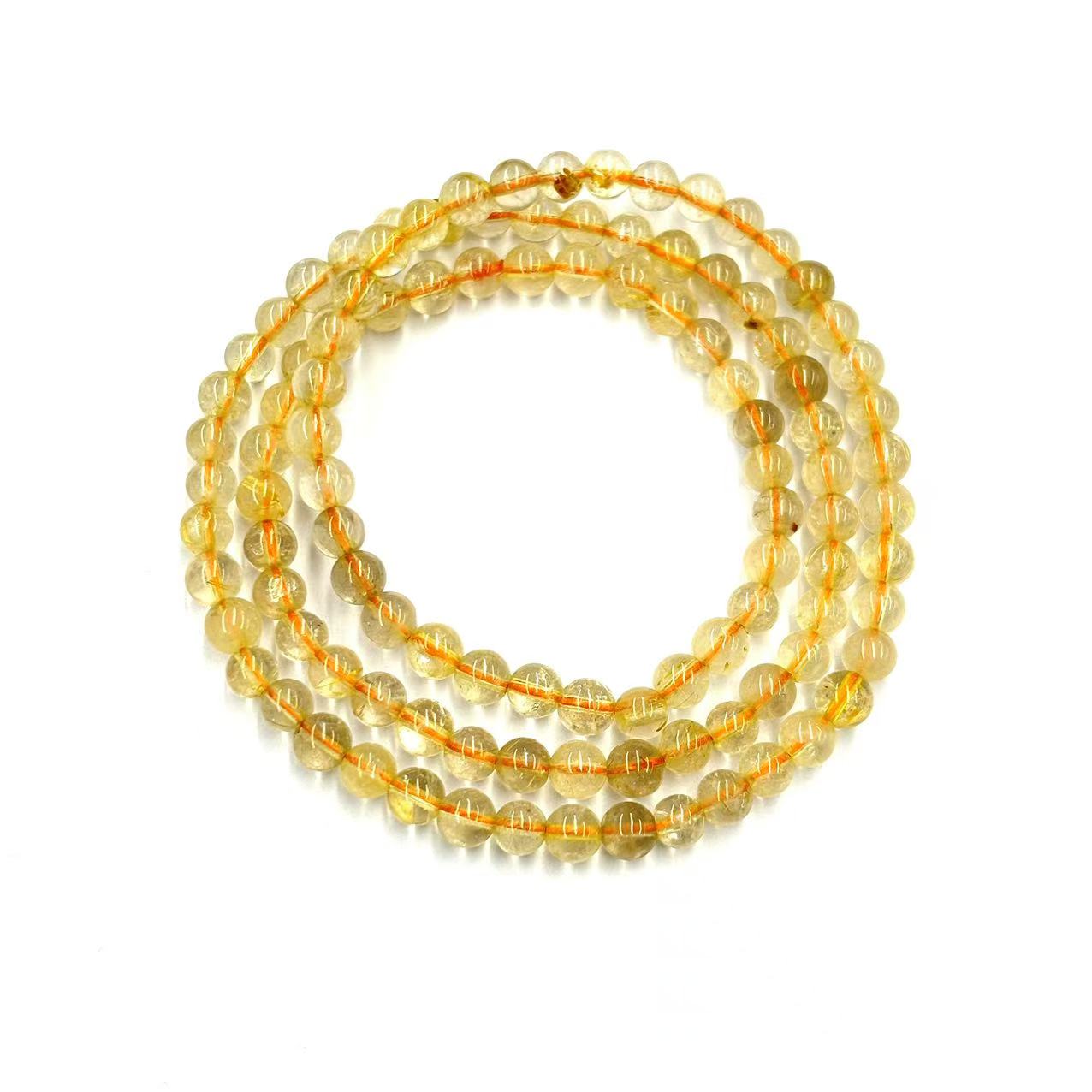 s1403-国风气质款黄发晶水晶圆珠多圈手链-赠礼盒