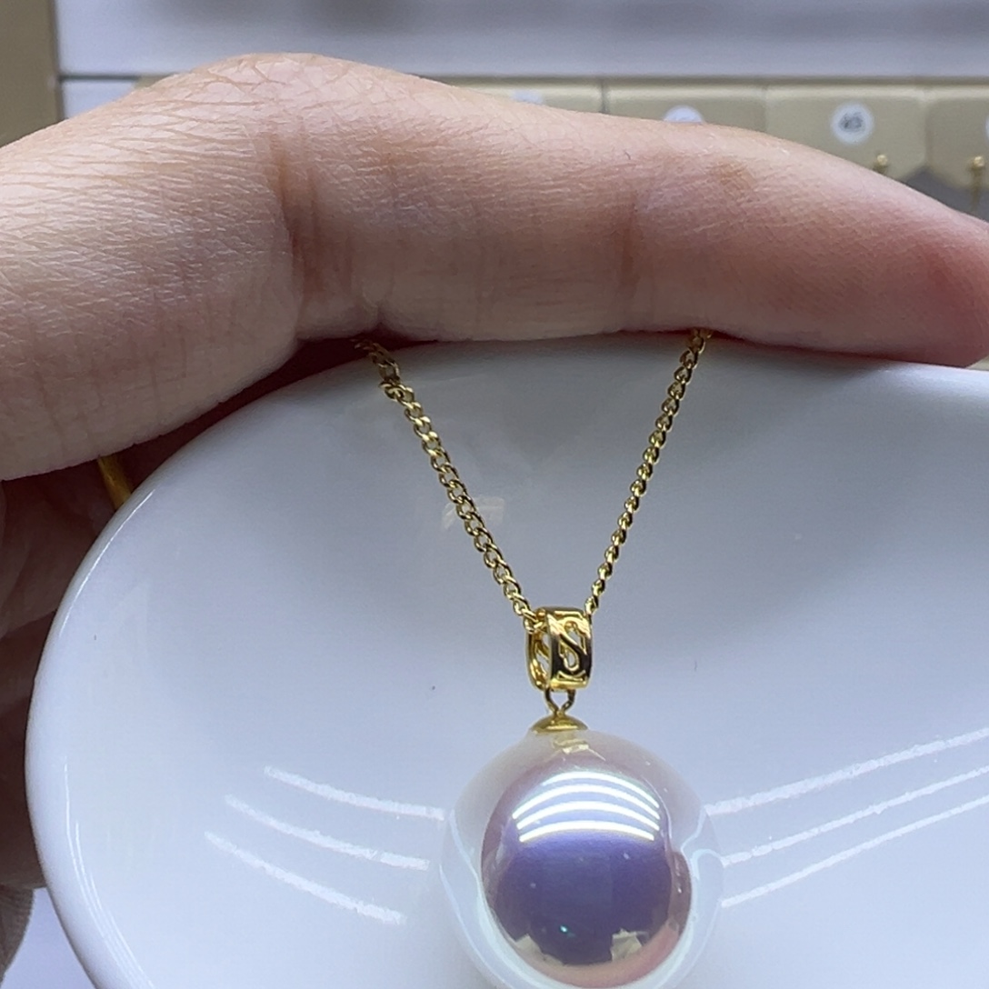 淡水珍珠吊坠(赠链)18K金镶嵌