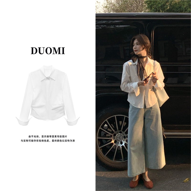 【DUOMI】春季新款百搭时尚韩版小众设计风格通勤衬衫女上衣D6302