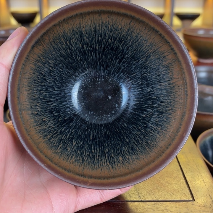 麦***海茶盏建窑束口兔豪釉