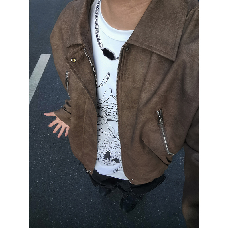 24秋季新款百搭拉链春秋夹克外套-HJ5501 男模外景休闲男外套男士