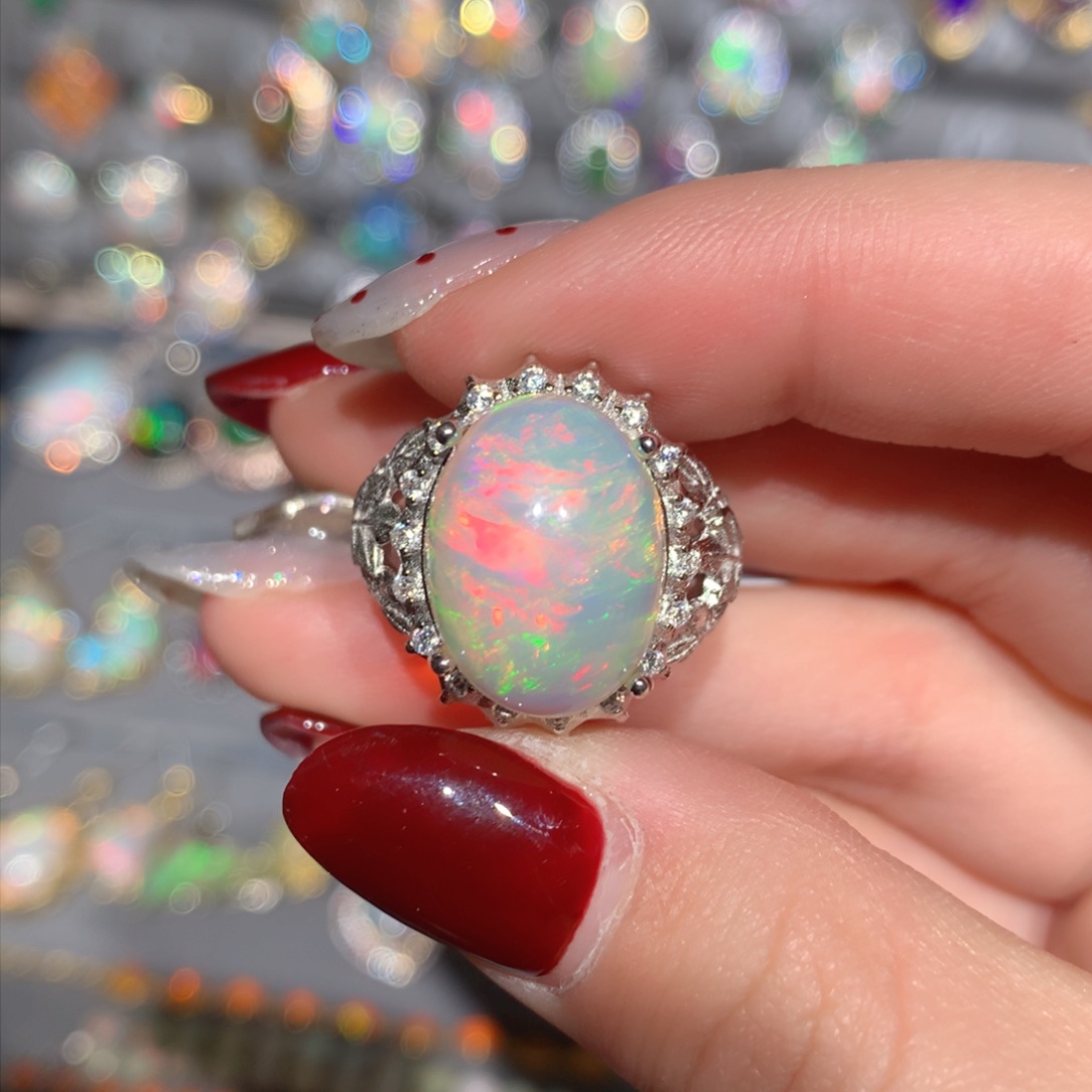 欧泊K福利戒指银S925镶嵌