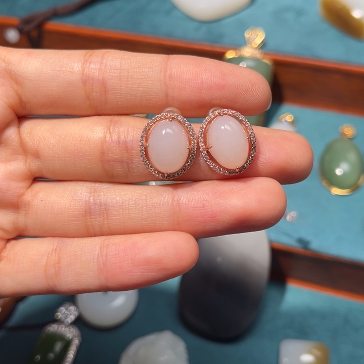 和田玉银S925镶嵌珠宝半成品白玉