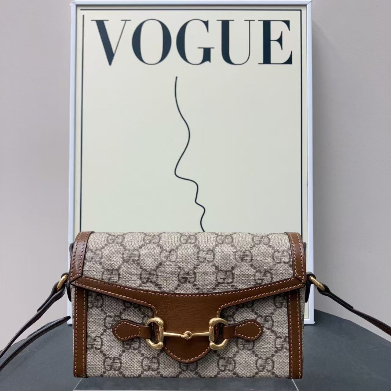 95新 GUCCI/古驰 W古驰老花1955横版手机包单肩包78403150