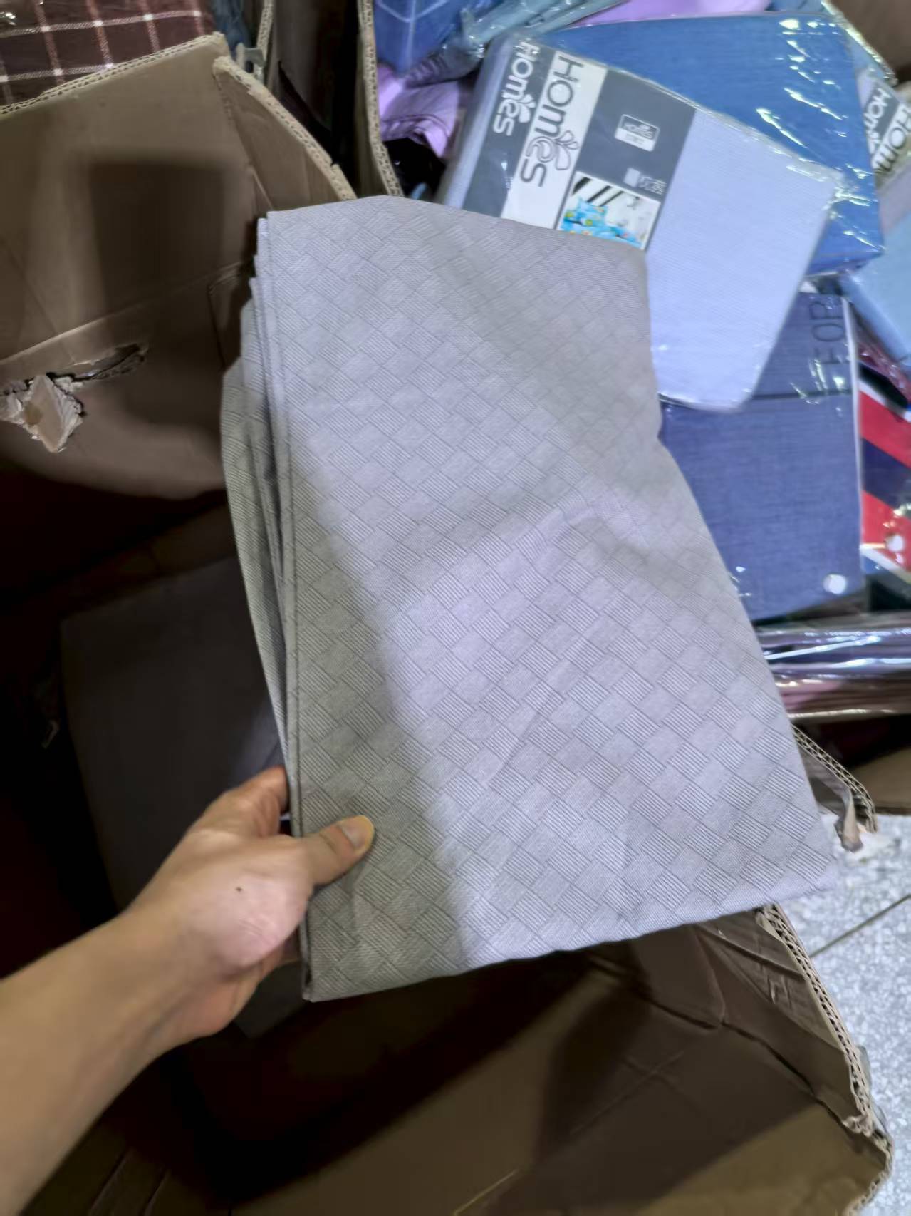 《厚广家》3楼48×74灰色菱形格老粗布枕套 发1对20%棉麻 不挑色