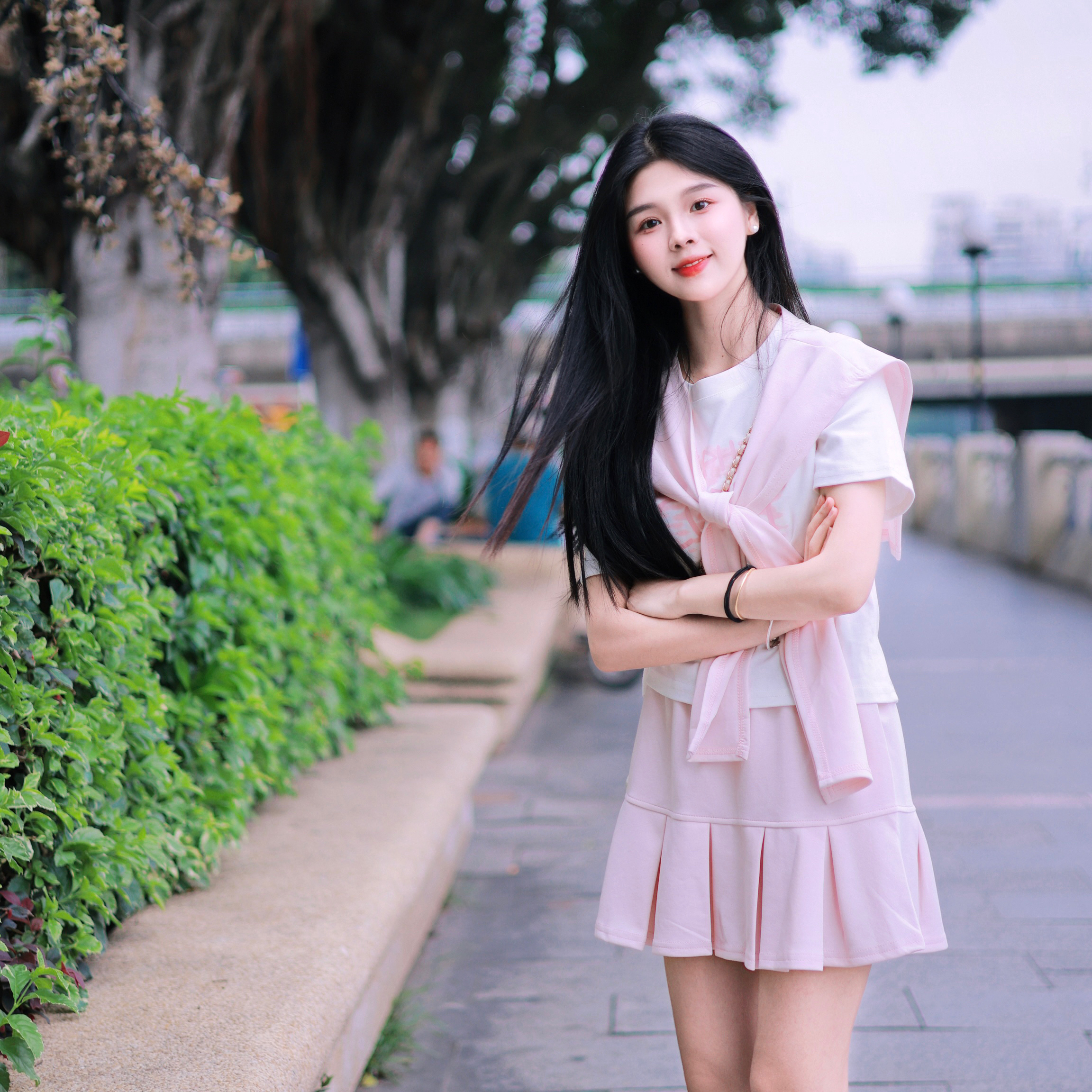 小文【少女日记】夏季新款学院风短袖T恤披肩高腰短裙套装减龄甜美