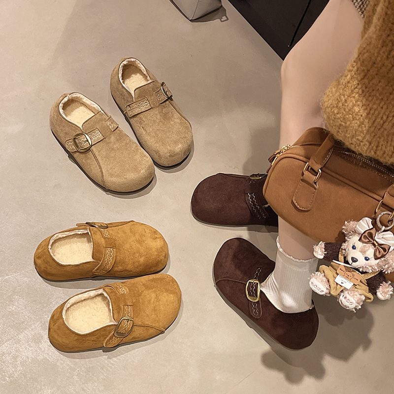 加绒全包增高勃肯鞋女2025新款软底懒人一脚蹬厚底博肯鞋棉鞋女