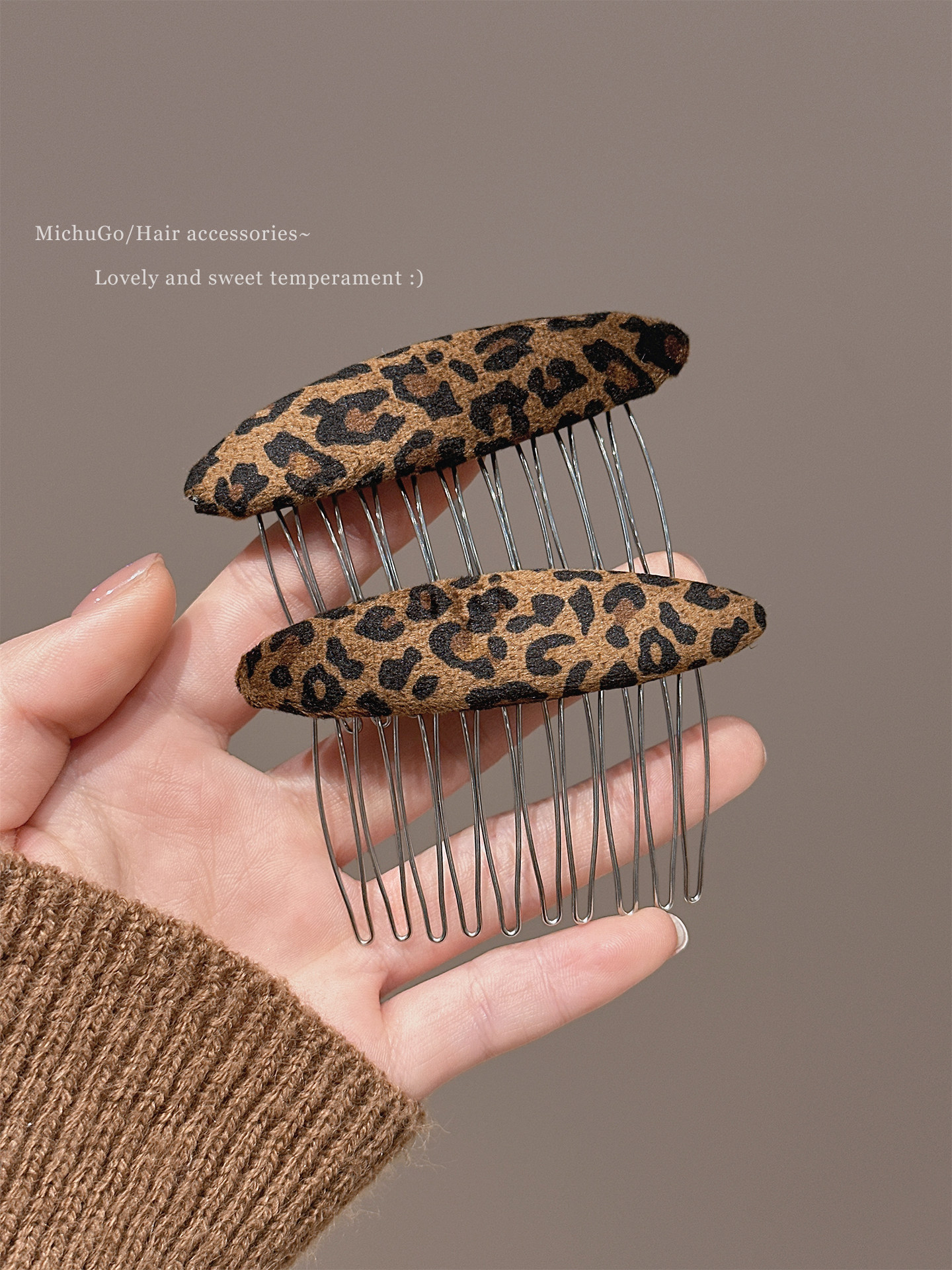 107 韩版豹纹发夹女小插梳碎发整理神器复古盘发百搭日常发夹头饰