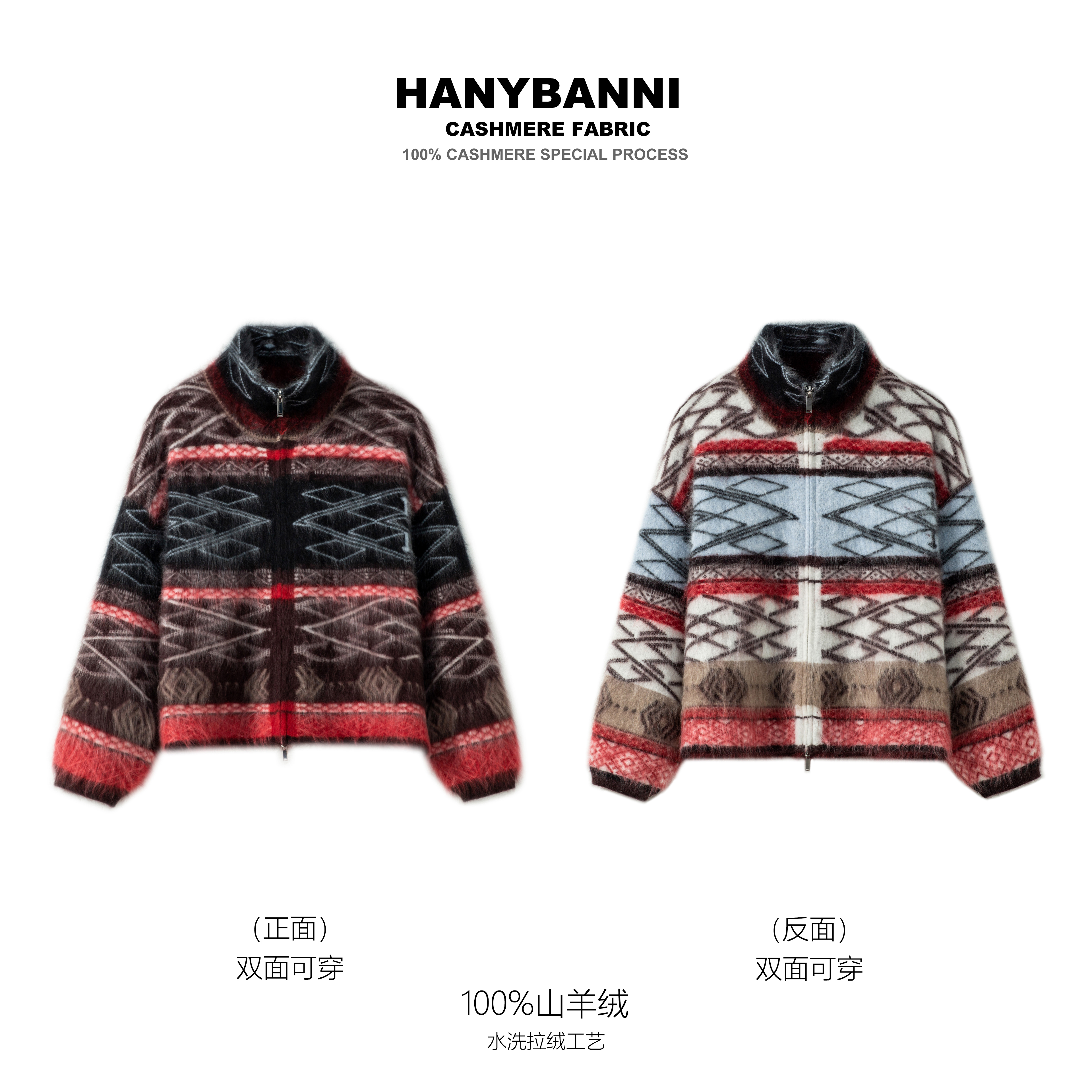【交错时空】100山羊绒拉绒 冬季北欧风复古菱形格羊绒针织衫SYR705