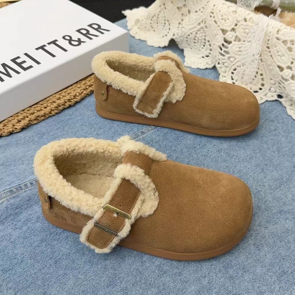 7120-1A2025秋冬新款时尚勃肯鞋百搭女鞋潮软底真皮加棉一脚蹬