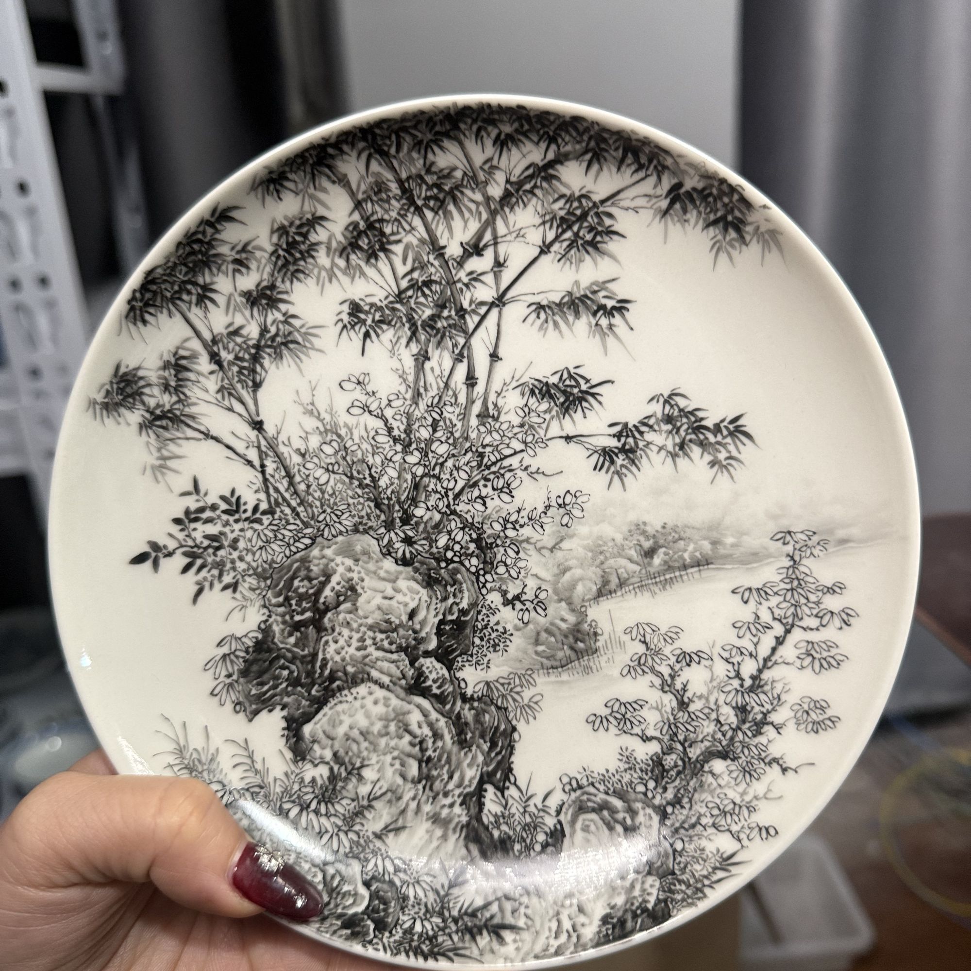 有瑕疵釉上墨竹壶承