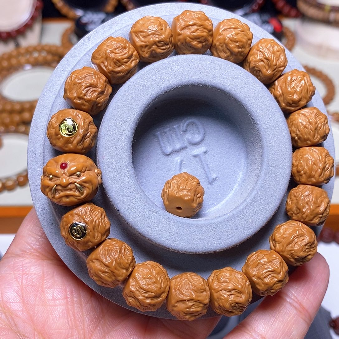 猴头核桃手串恶僧精工龙蛇之变尺寸13+全品聚宝盆