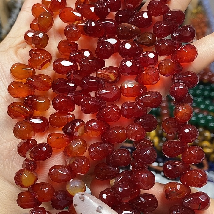 玛瑙/玉髓未镶嵌珠宝半成品玛瑙切面水滴卡8*12mm短款