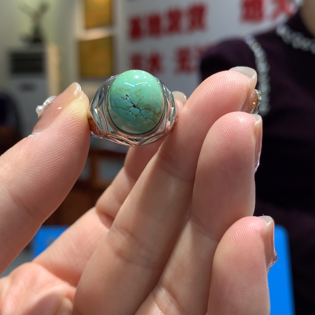 绿松石戒指银S925镶嵌