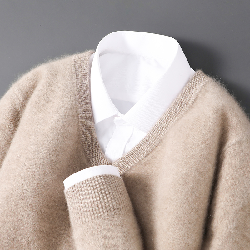 镇店宝物！12针纯羊绒衫男士V领商务基础款百搭毛衣宽松休闲针织