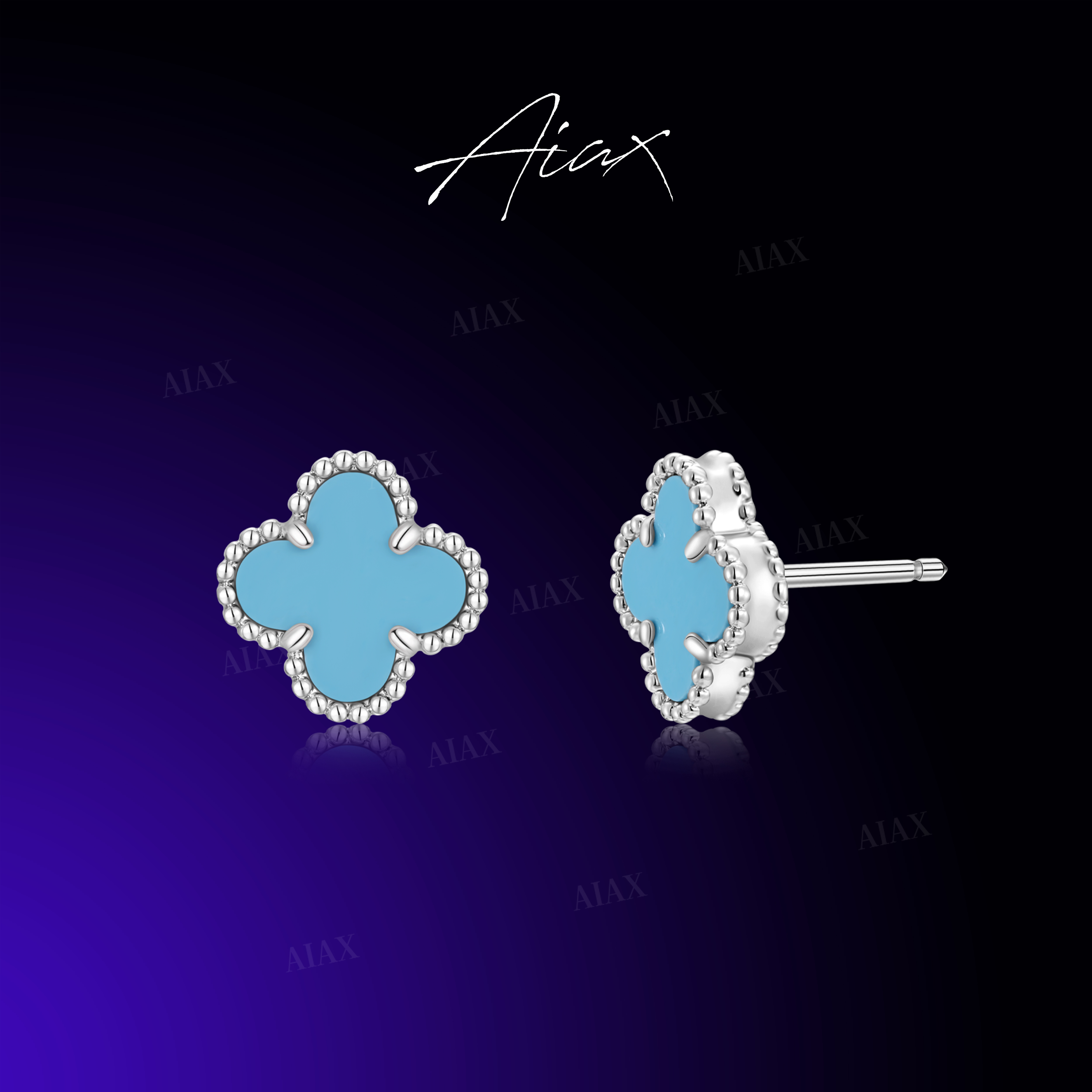 AIAX 镀K金夏上新2025新款轻奢首饰小号四叶耳环送女友TSL1491