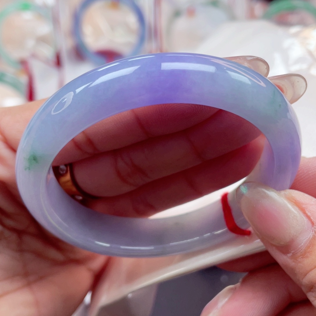 未镶嵌手镯（贵妃镯）翡翠独特妖艳紫莫奈55.8必拍敏09号