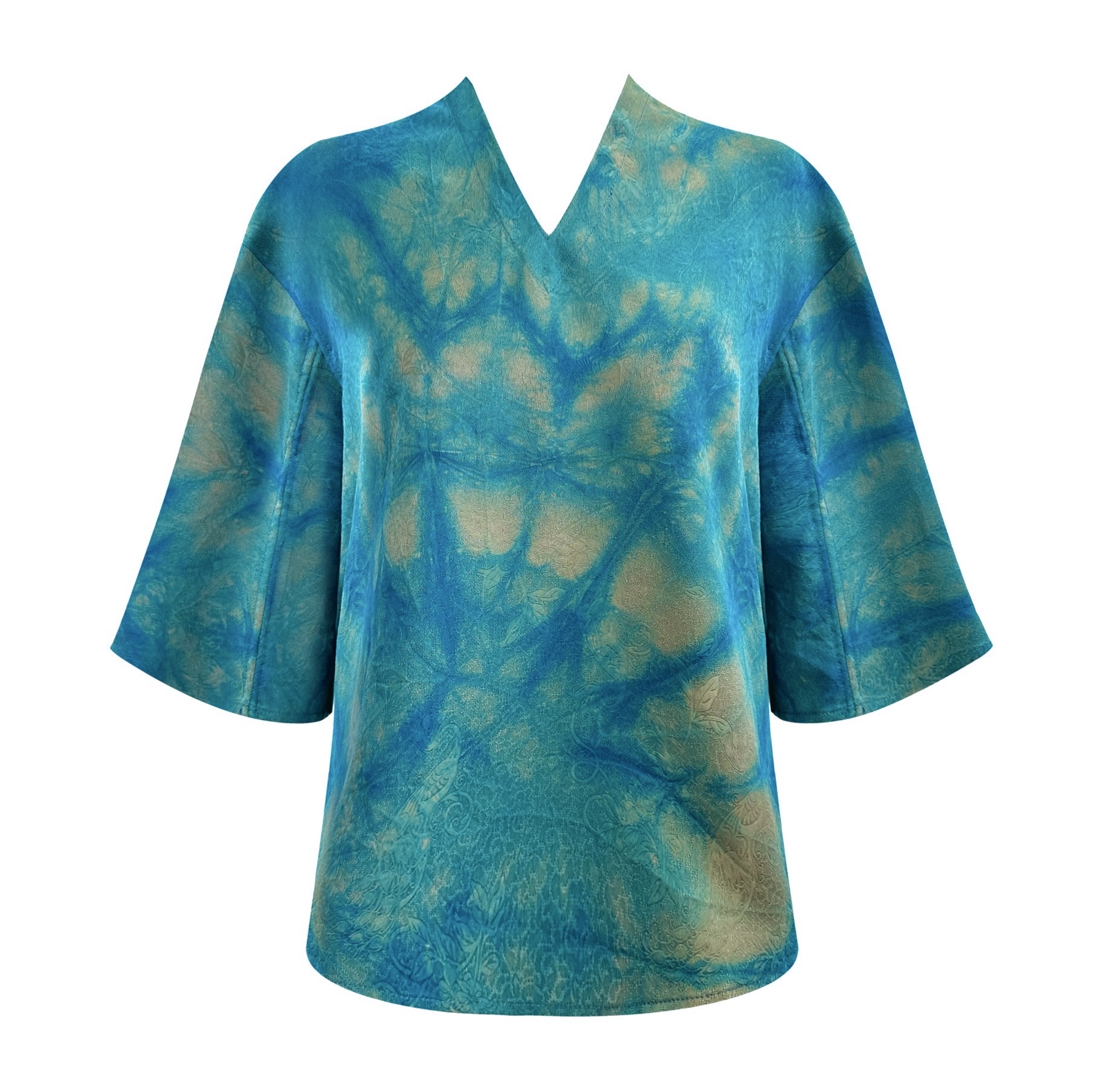 宛宛高定 2025SS |昭卿| 新中式二经绞萝扎染双面双穿衬衫25565