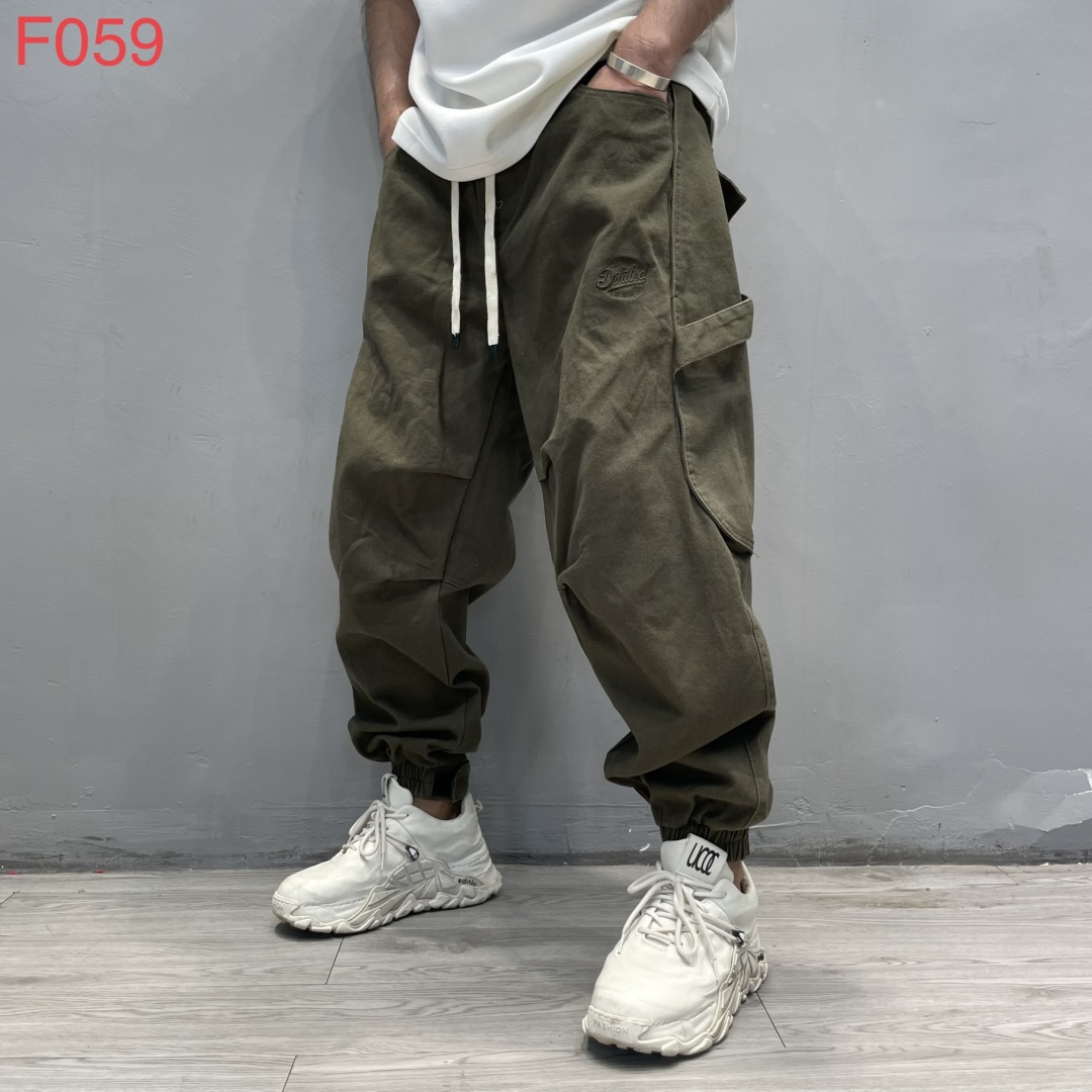 【玖澍】F059口袋休闲裤美式拼接休闲直筒裤长裤春秋复古裤子韩版