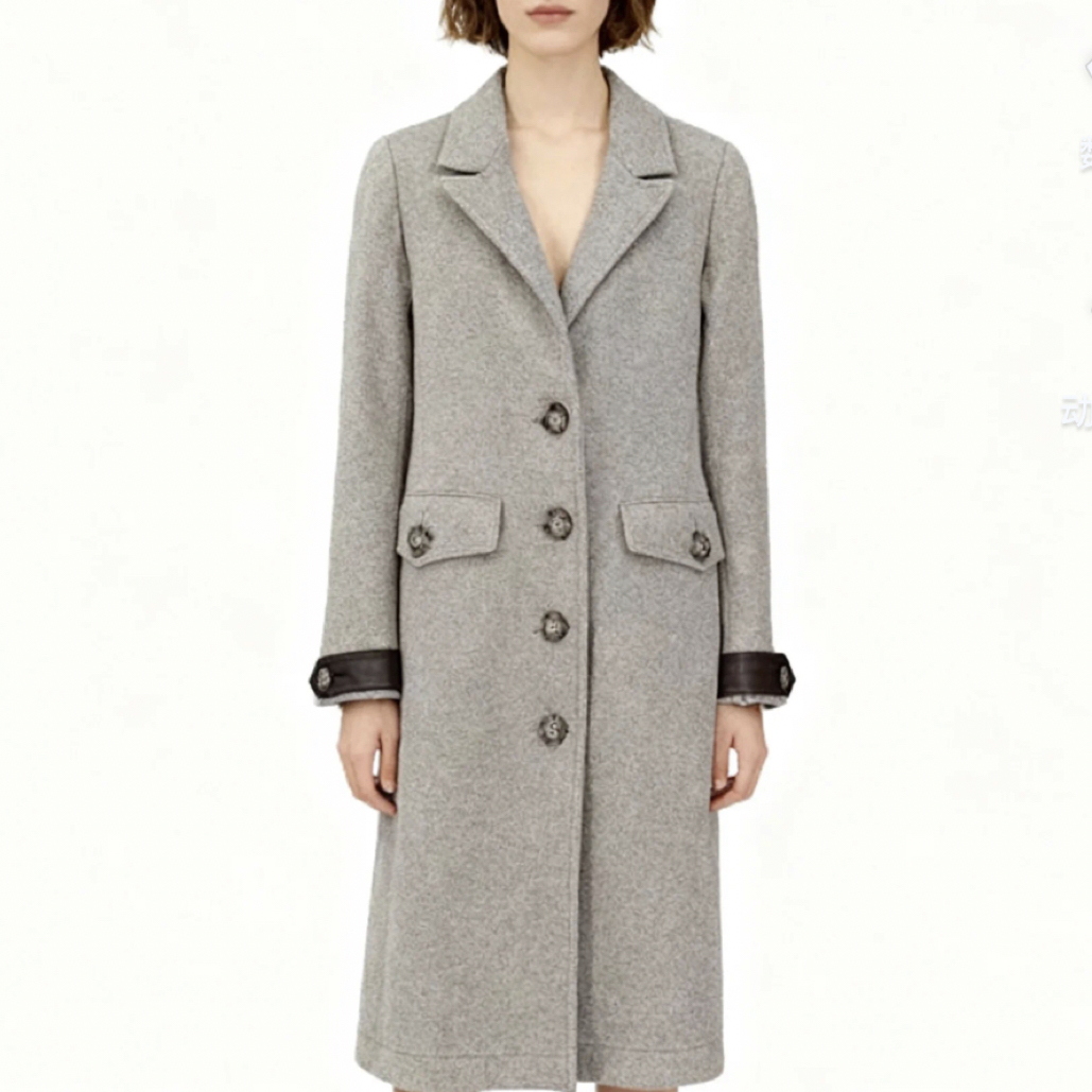 99新 BURBERRY/博柏利 灰色羊绒大衣/UK6码/A04778