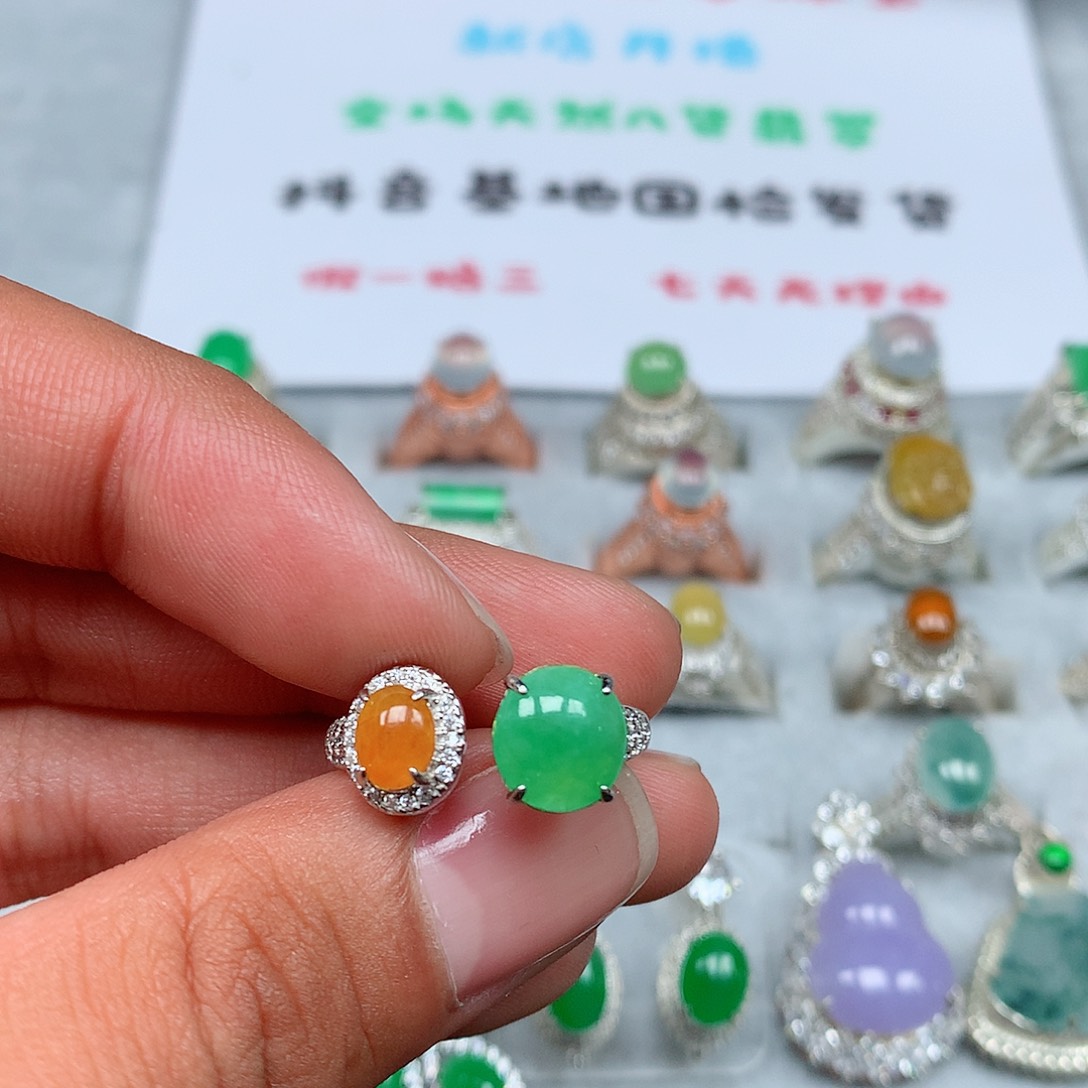 翡翠银S925镶嵌戒指112号