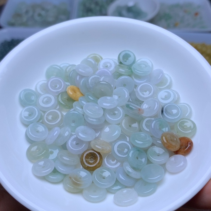 散珠翡翠卡9三彩平安扣10个