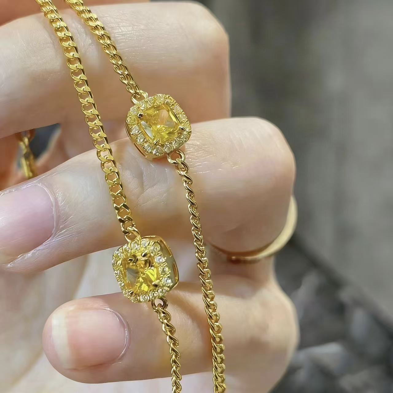 铜合金珐琅手链 J45-方糖微镶手链[HZ]J220245