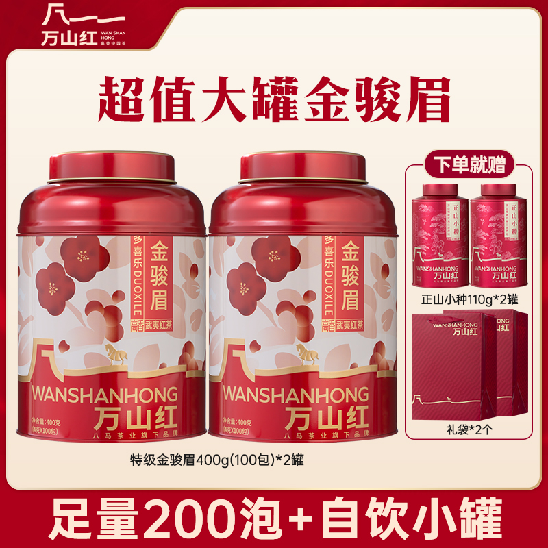 万山红茶业金骏眉蜜香红茶特级茶叶大份量独立小包400g（100包）