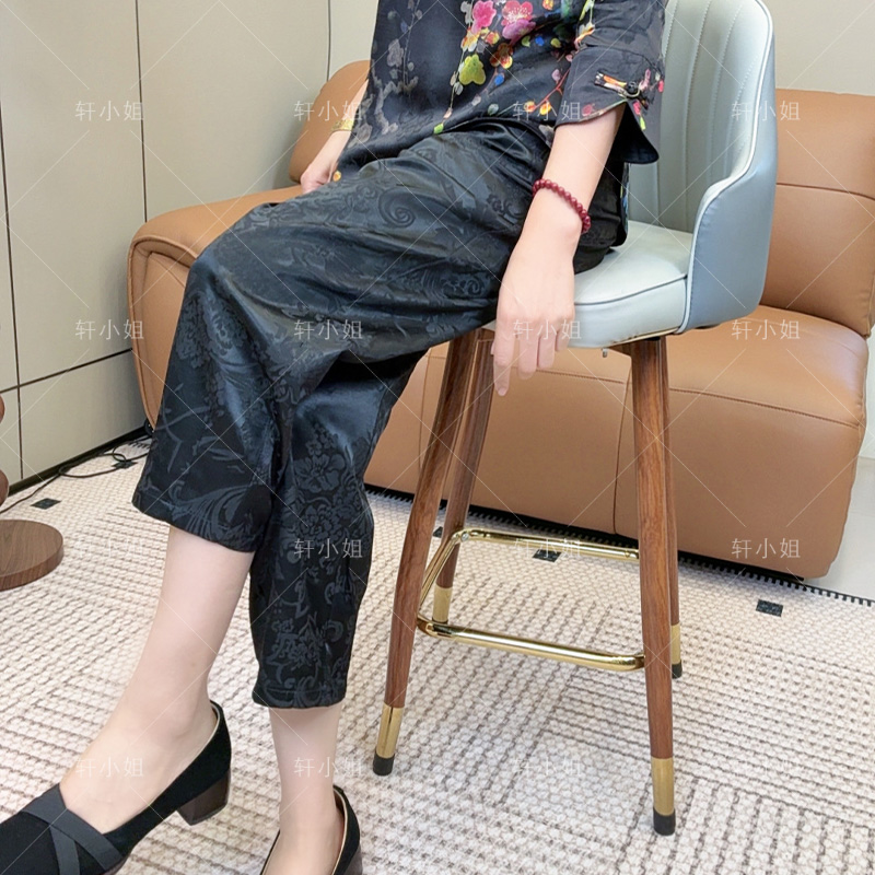 【锦轩阁】新中式国风提花夏季新款时尚百搭宽松休闲直筒裤6707